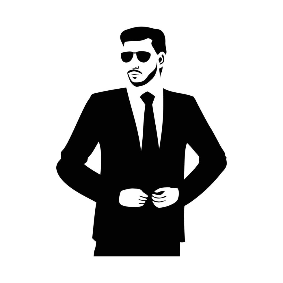 conception de silhouette d'homme d'affaires. homme avec costume et lunettes de soleil signe et symbole. vecteur