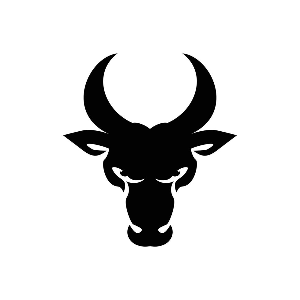 modèle de logo de silhouette de tête de taureau simple. animal sauvage avec icône, signe et symbole de corne. vecteur