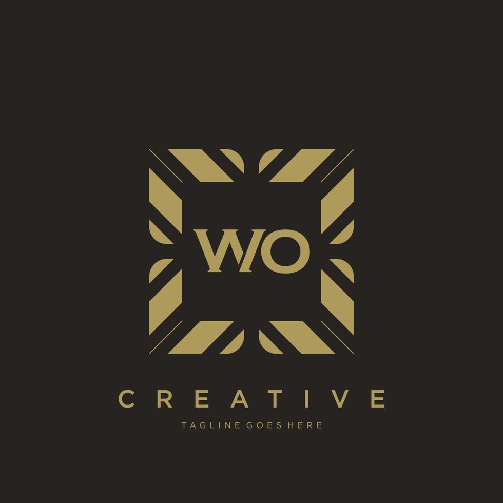wo lettre initiale luxe ornement monogramme logo modèle vecteur