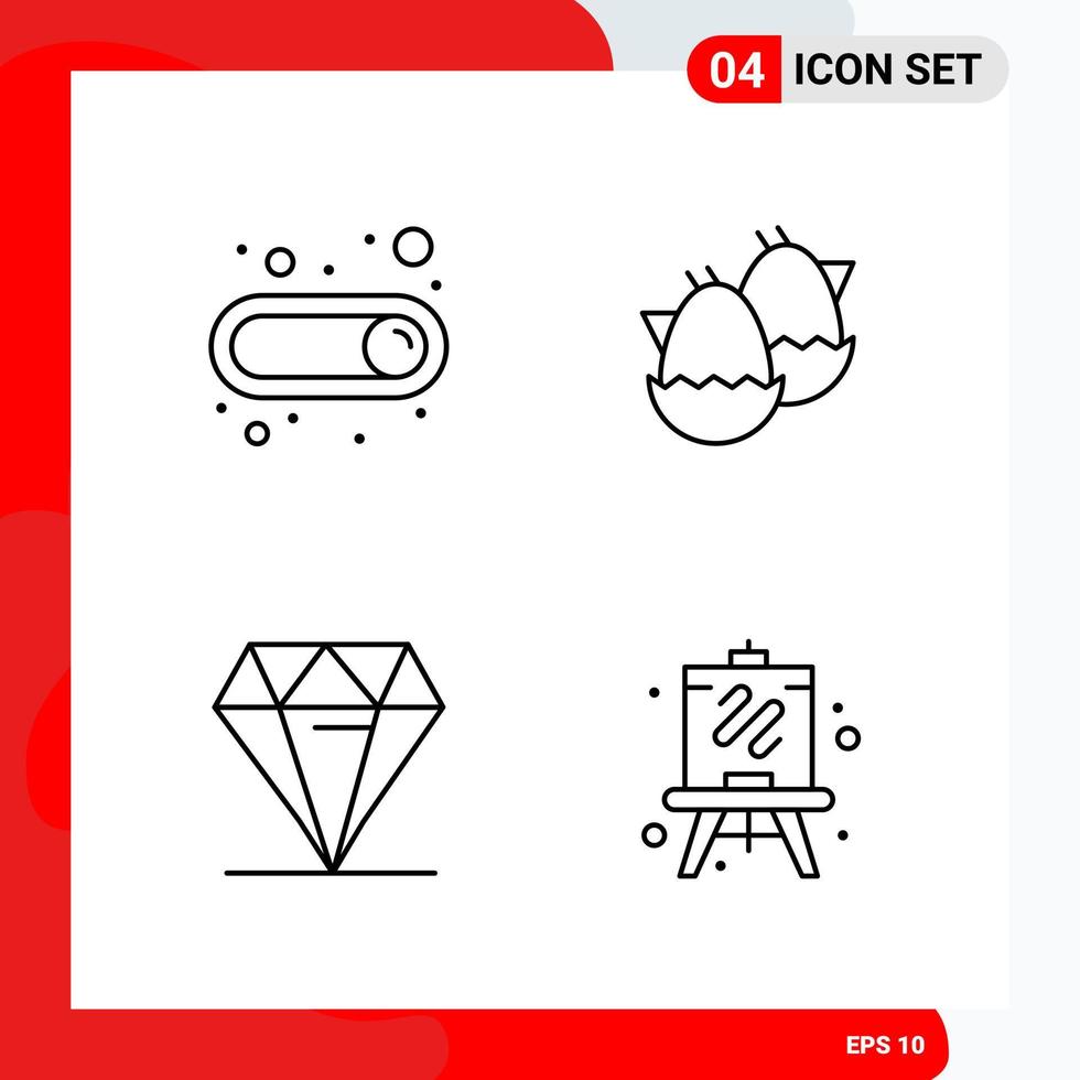 ensemble créatif de 4 icônes de contour universelles isolées sur fond blanc. vecteur