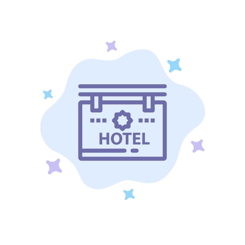 icône bleue de l'emplacement du panneau de signalisation de l'hôtel sur fond de nuage abstrait vecteur