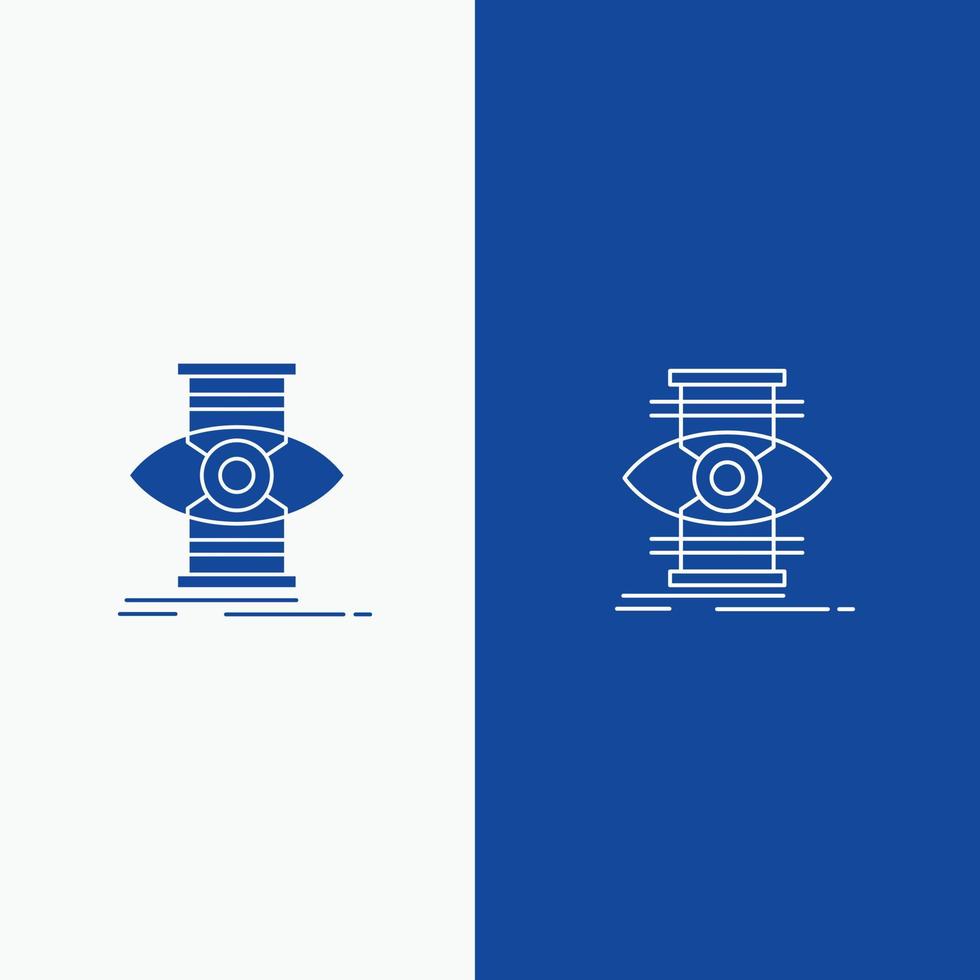 eye success focus optimiser ligne et glyphe icône solide bannière bleue ligne et glyphe icône solide bannière bleue vecteur