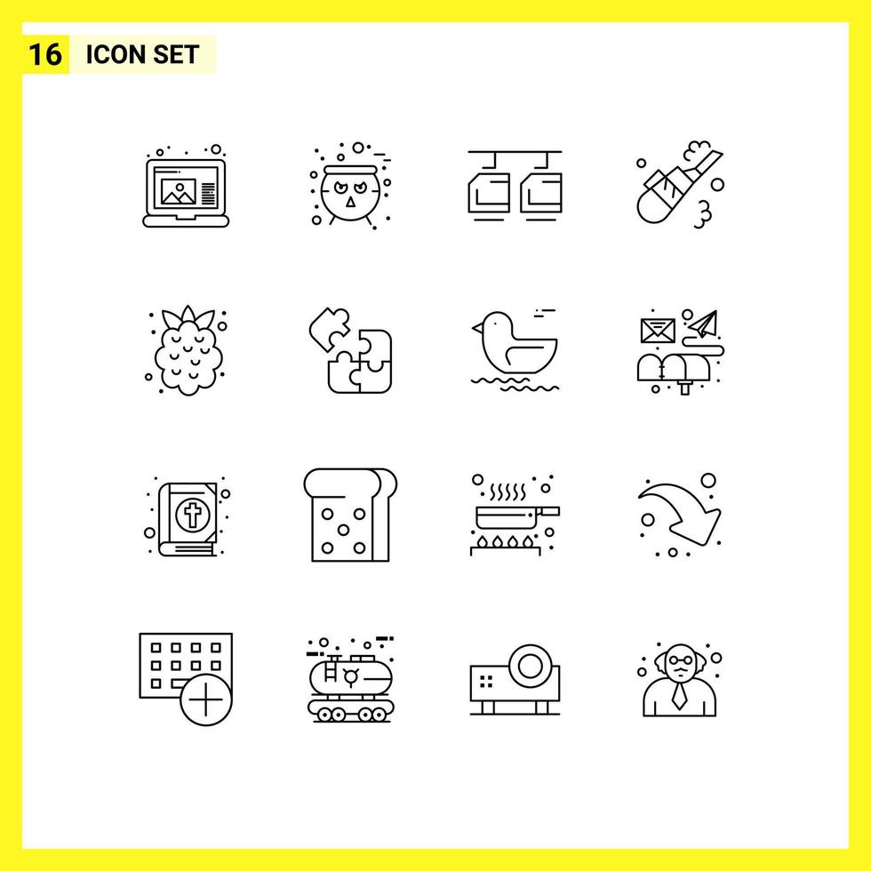 pack d'icônes vectorielles stock de 16 signes et symboles de ligne pour les éléments de conception vectoriels modifiables de nettoyage de tuyaux de voiture de nourriture de fruits vecteur