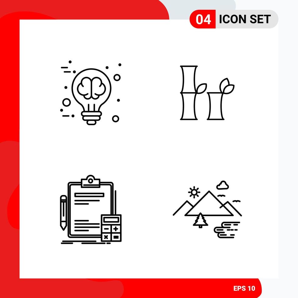 ensemble créatif de 4 icônes de contour universelles isolées sur fond blanc. vecteur