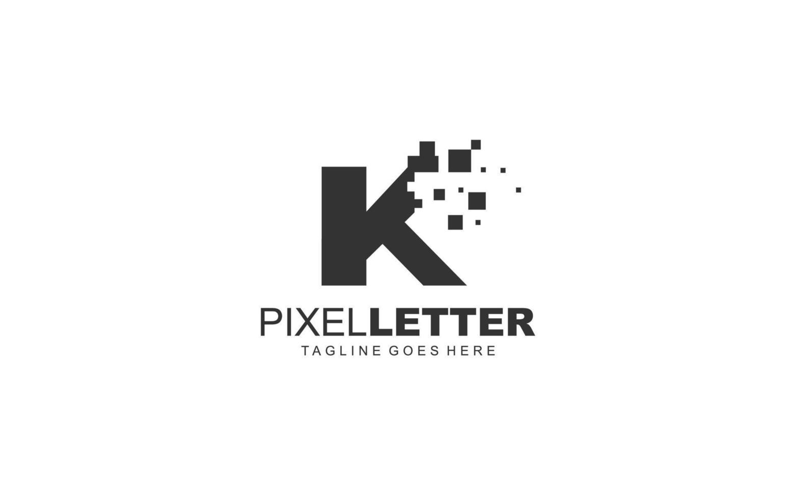 k logo pixel pour l'entreprise de marque. illustration vectorielle de modèle numérique pour votre marque. vecteur