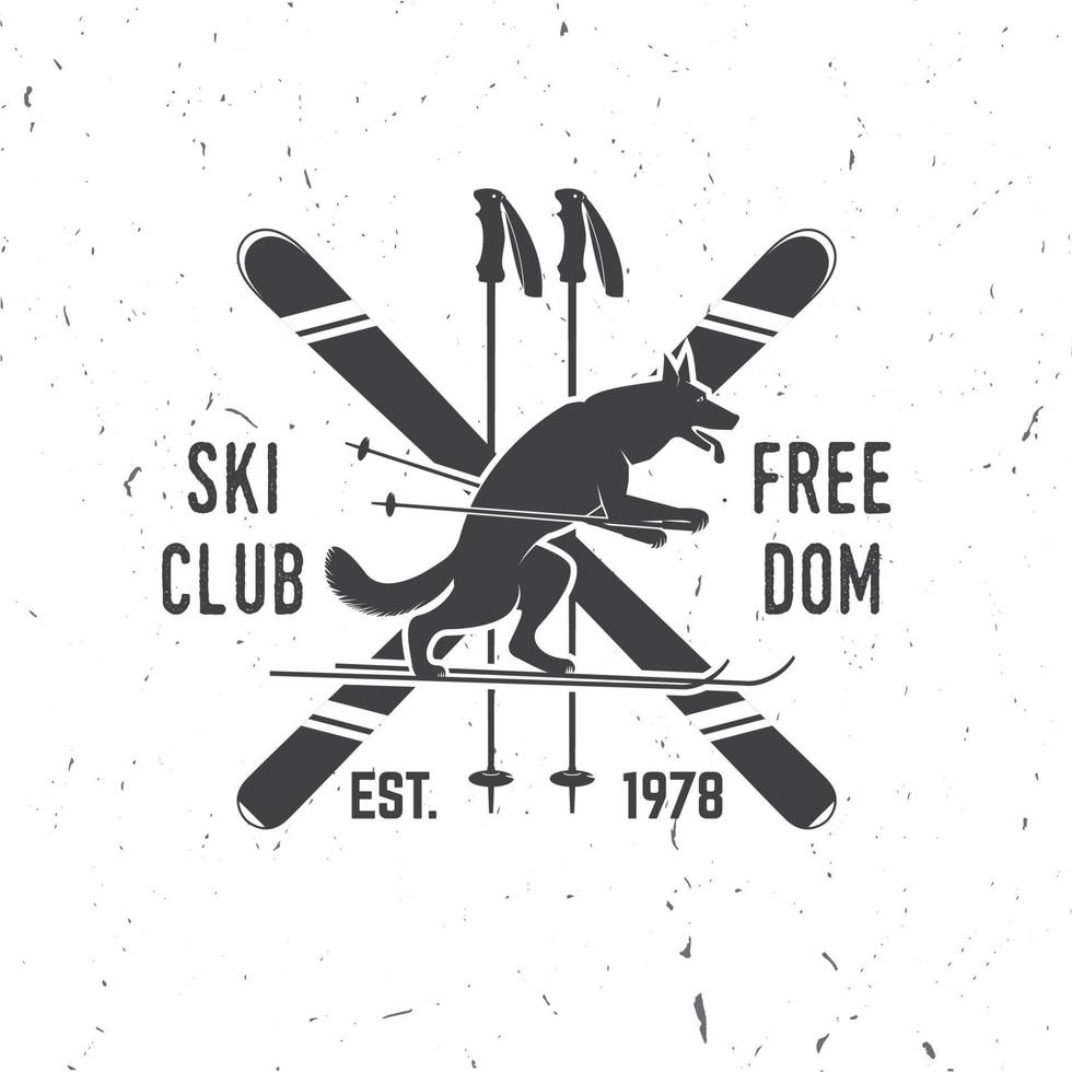 concept de club de ski avec loup vecteur