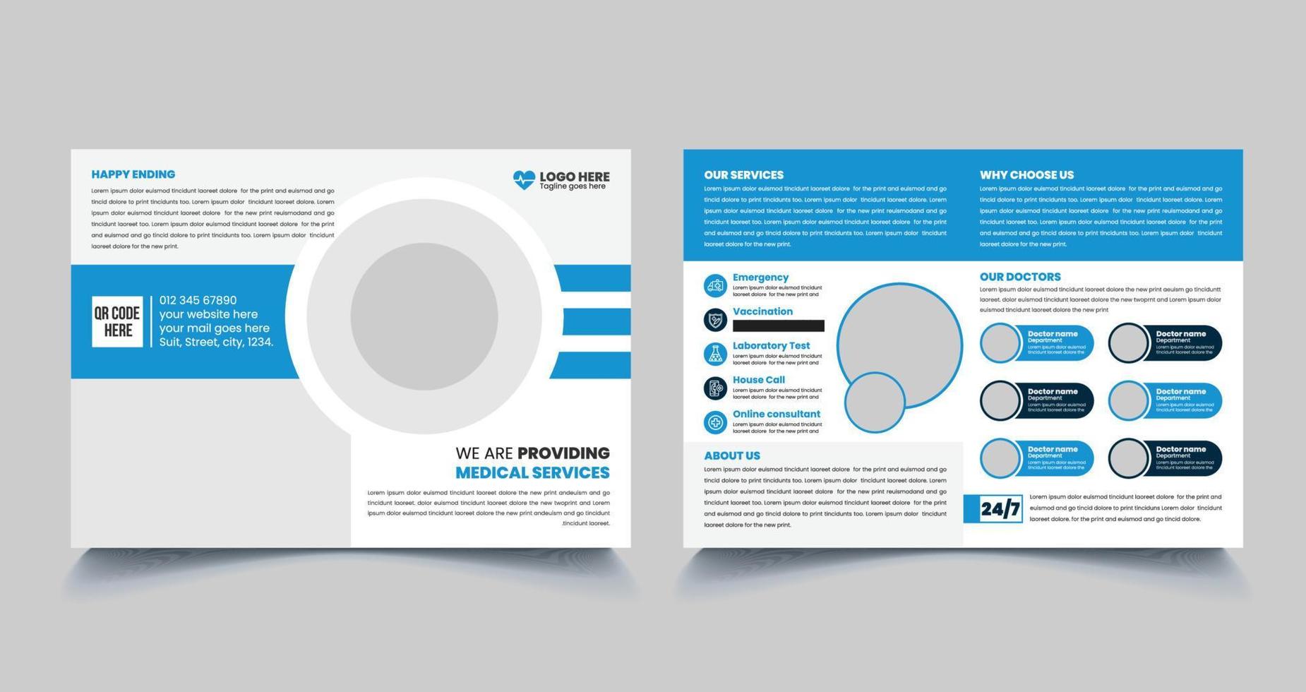 modèle de conception de brochure à deux volets pour médecin de soins de santé d'hôpital médical vecteur