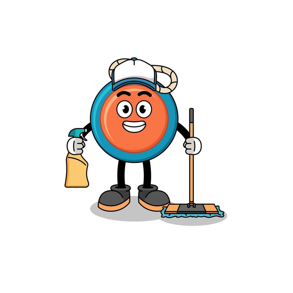 mascotte de personnage de yoyo en tant que service de nettoyage vecteur