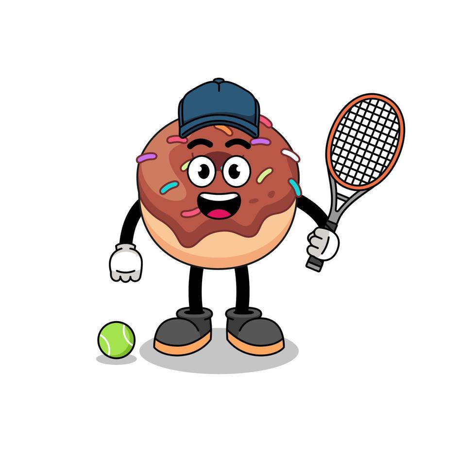 illustration de beignets en tant que joueur de tennis vecteur