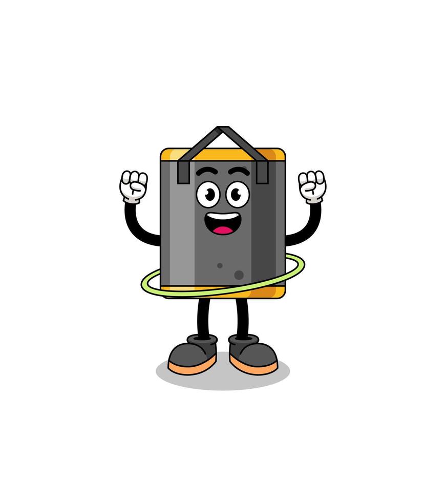 illustration de personnage de sac de boxe jouant au hula hoop vecteur