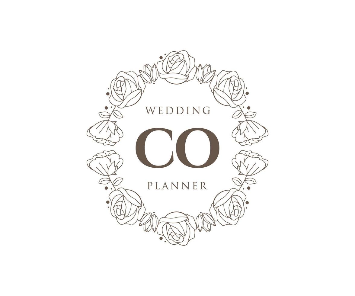 co initiales lettre mariage monogramme logos collection, modèles minimalistes et floraux modernes dessinés à la main pour cartes d'invitation, réservez la date, identité élégante pour restaurant, boutique, café en image vectorielle vecteur