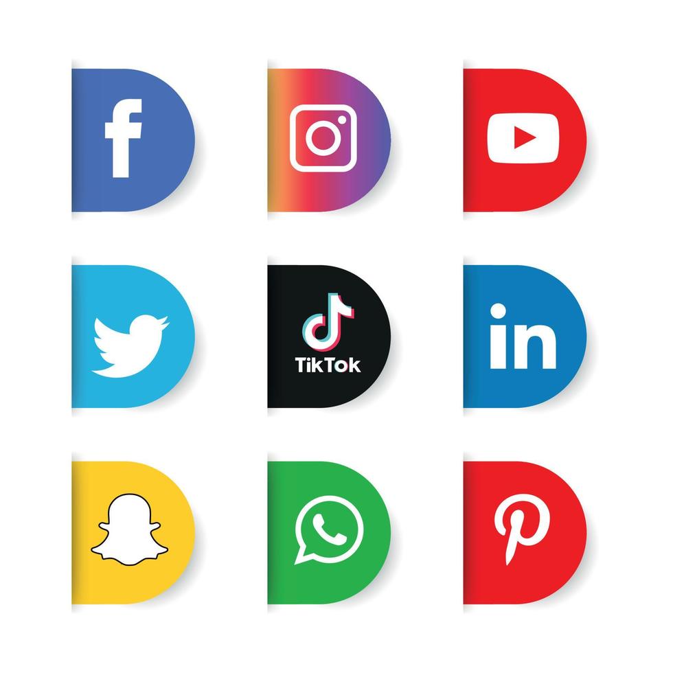 les icônes des médias sociaux définissent l'illustrateur de vecteur de logo