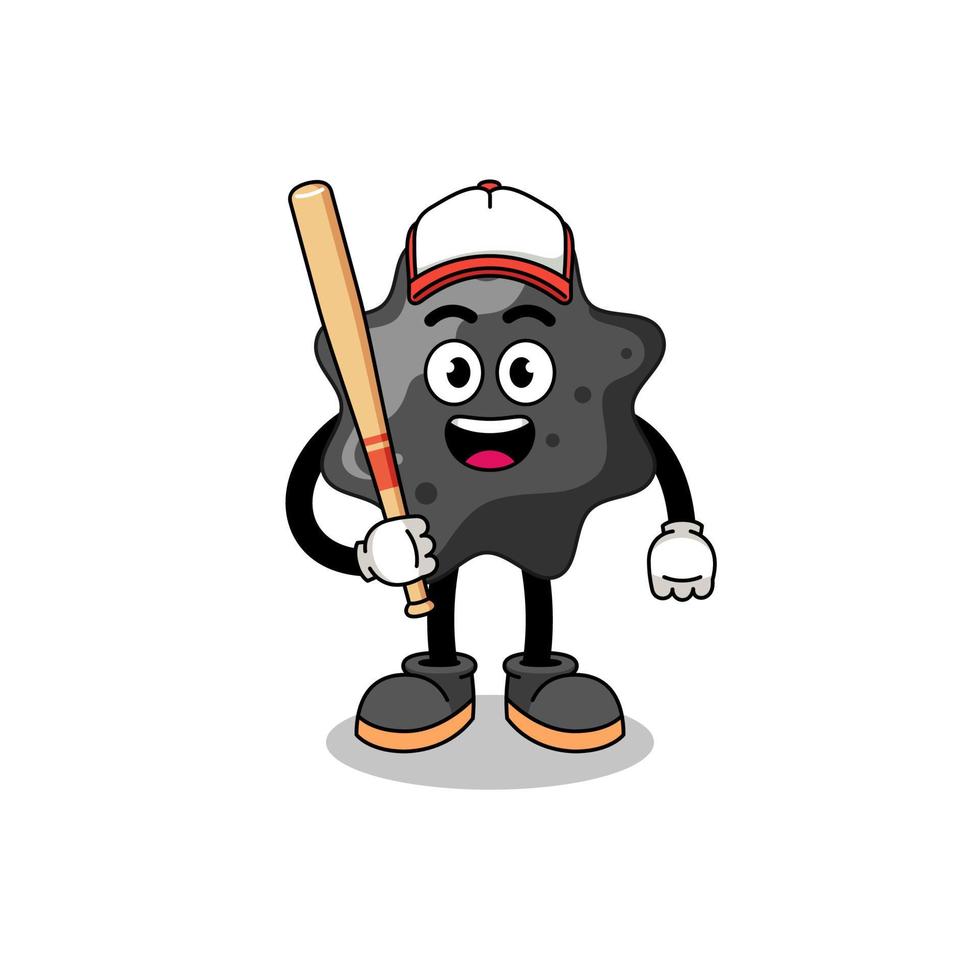 caricature de mascotte d'encre en tant que joueur de baseball vecteur