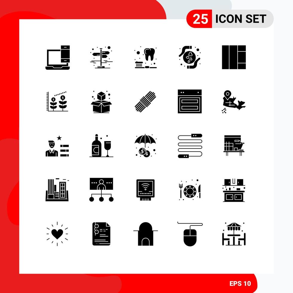 ensemble de 25 symboles d'icônes d'interface utilisateur modernes signes pour coeur filaire gauche droite amour soins éléments de conception vectoriels modifiables vecteur