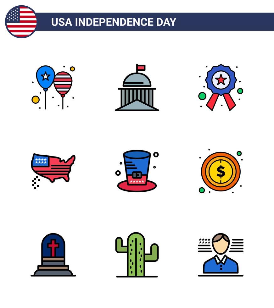 stock vector icon pack of american day 9 lignes signes et symboles pour usa carte irlande star américaine modifiable usa day vector design elements