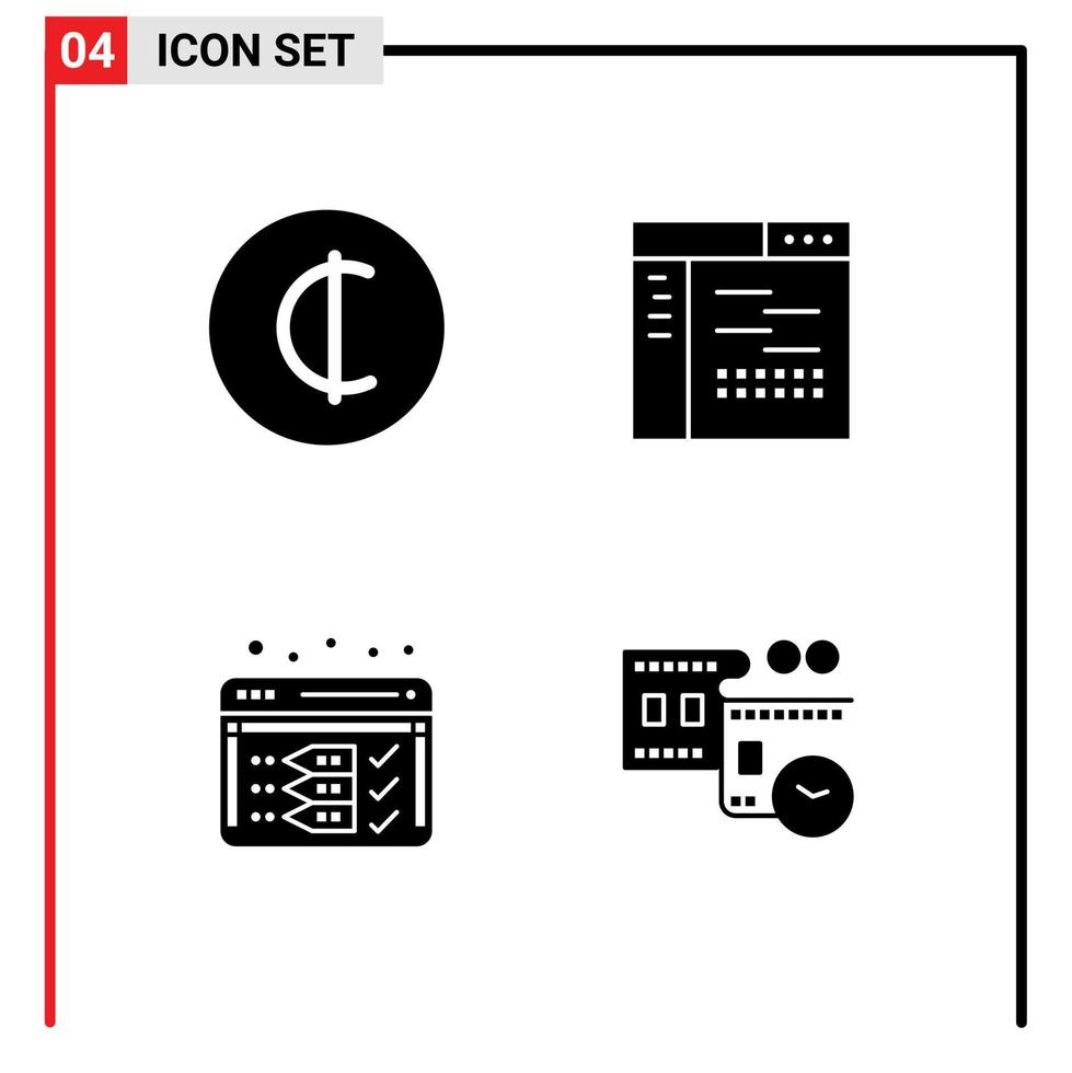 ensemble de 4 symboles d'icônes d'interface utilisateur modernes signes pour la page de code de développement cedis éléments de conception vectoriels modifiables sur le web vecteur