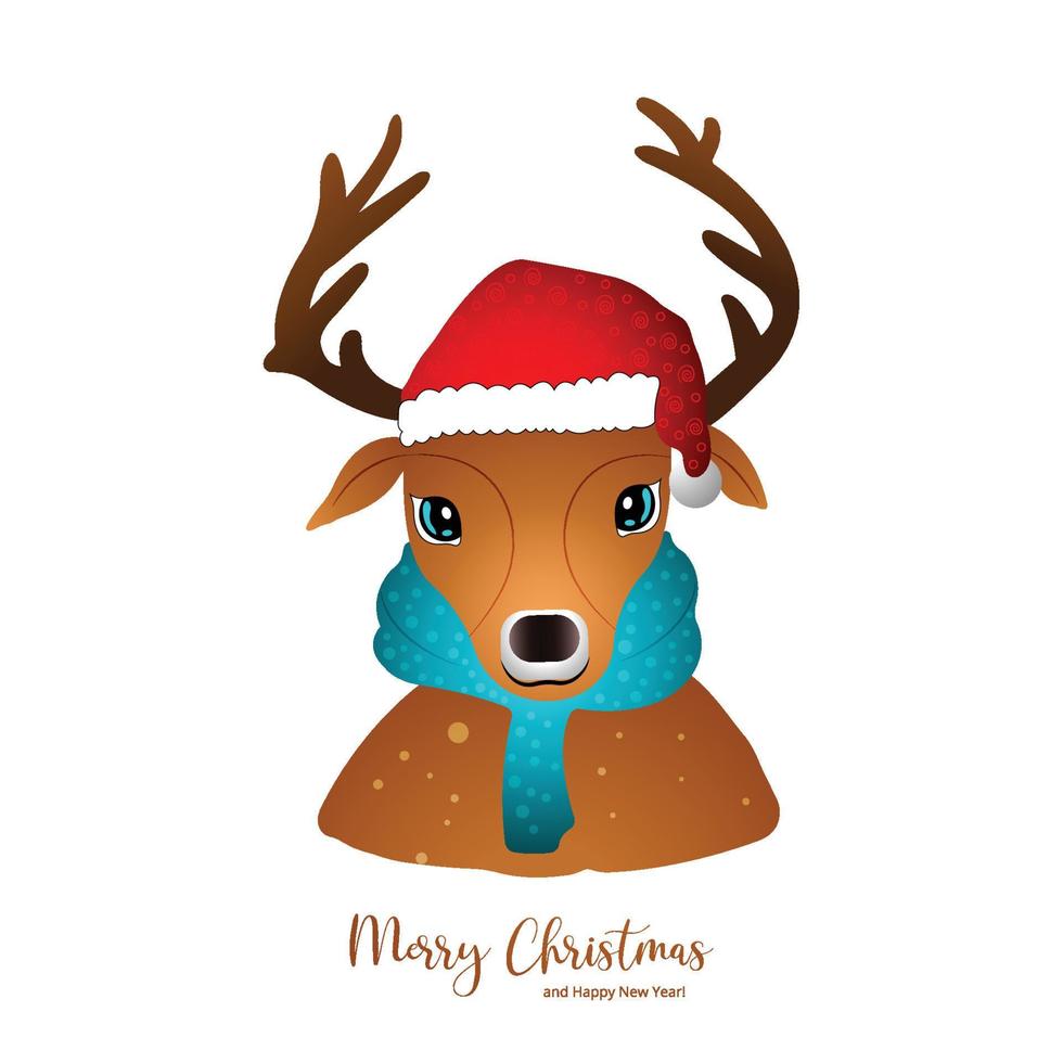 cerf mignon pour fond de carte de fête joyeux noël vecteur