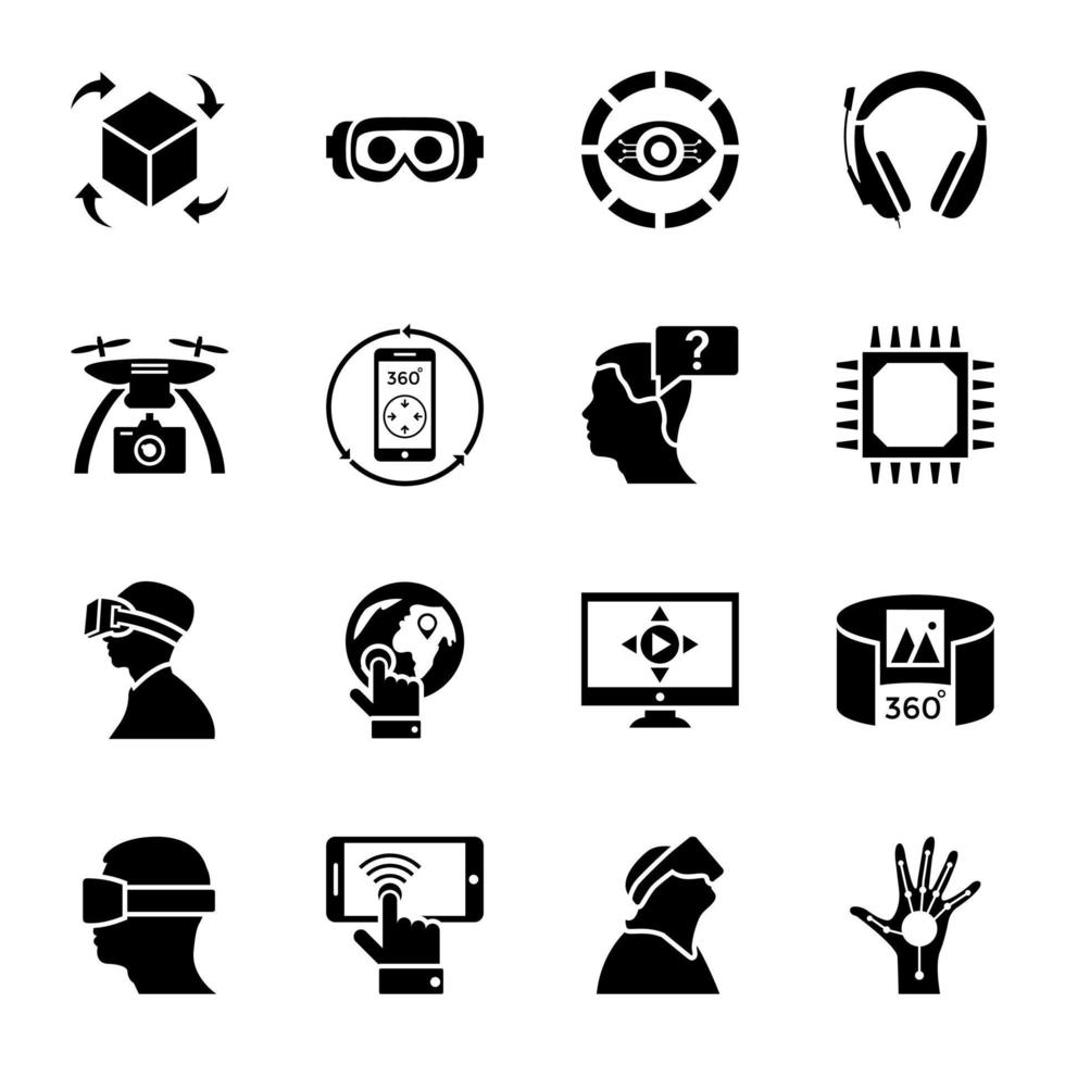 pack d'icônes de glyphe de technologie vecteur