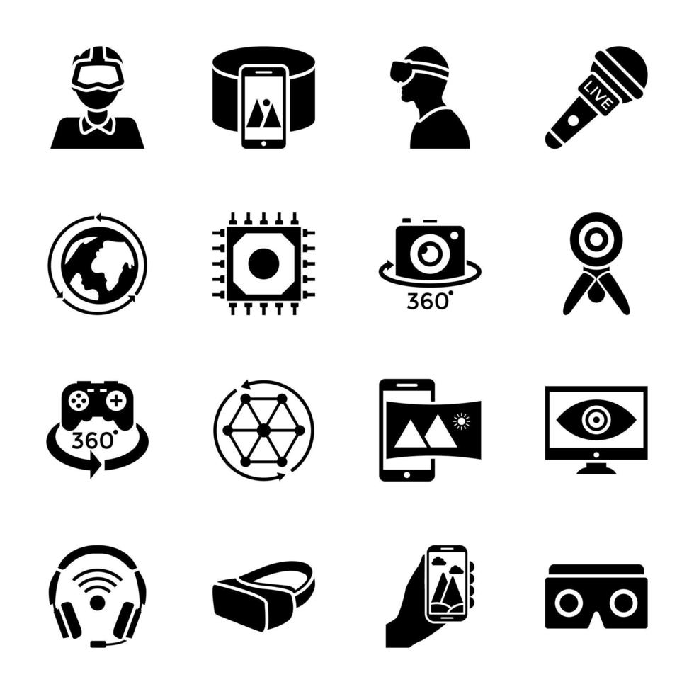 collection d'icônes de glyphe d'appareils vr vecteur
