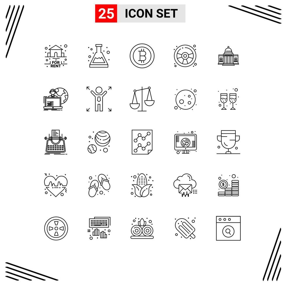 pack de 25 lignes créatives d'éléments de conception vectoriels modifiables du jeu house america bitcoin whtiehouse vecteur