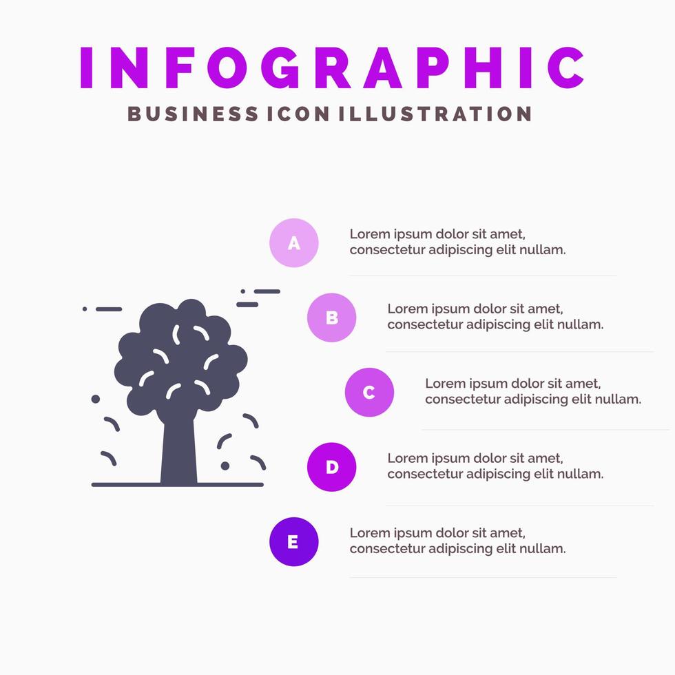 alpin arctique canada pins scandinavie icône solide infographie 5 étapes présentation arrière-plan vecteur