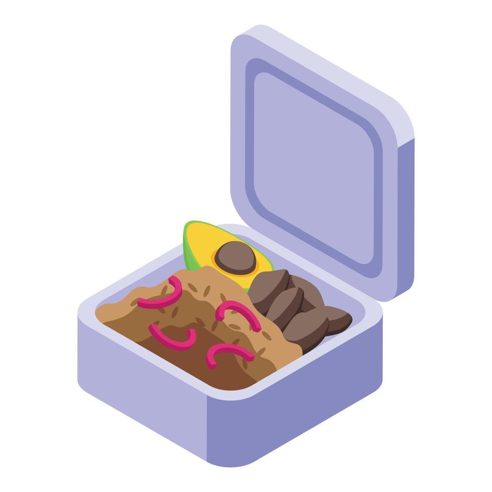vecteur isométrique d'icône de boîte à lunch scolaire. cuisine alimentaire