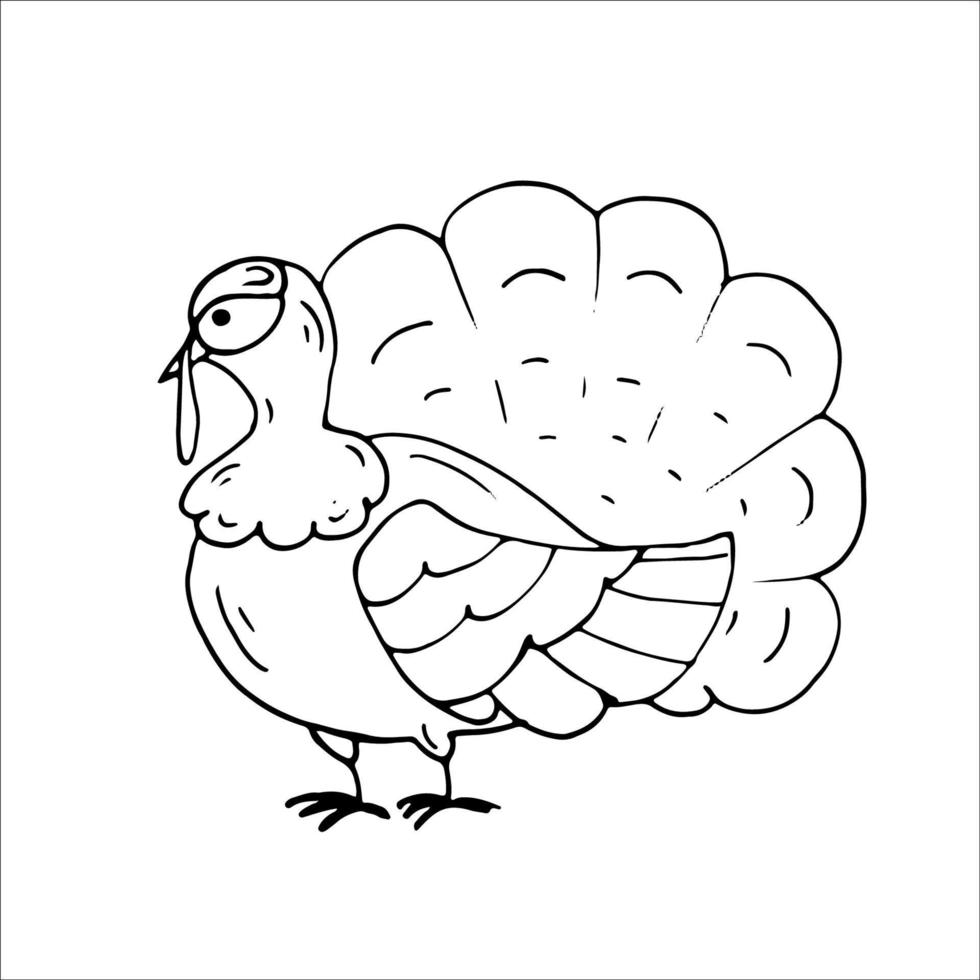 coloriage de dinde jour de thanksgiving. illustration vectorielle isolée vecteur