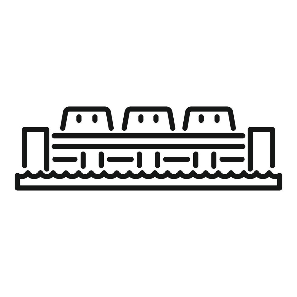 vecteur de contour d'icône de centrale hydroélectrique. puissance énergie