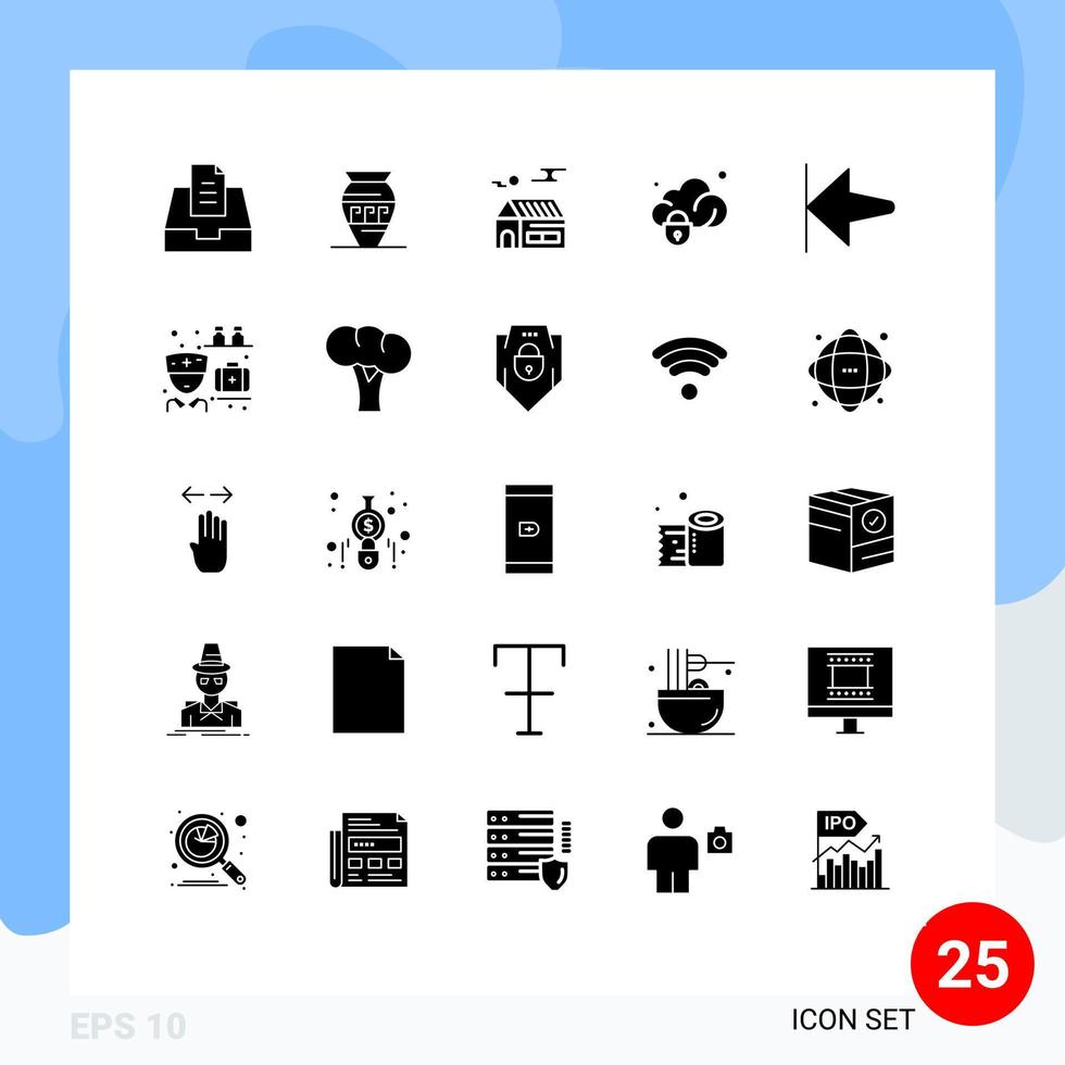 25 icônes créatives signes et symboles modernes d'éléments de conception vectoriels modifiables de données de protection de la maison sécurisée à la maison vecteur