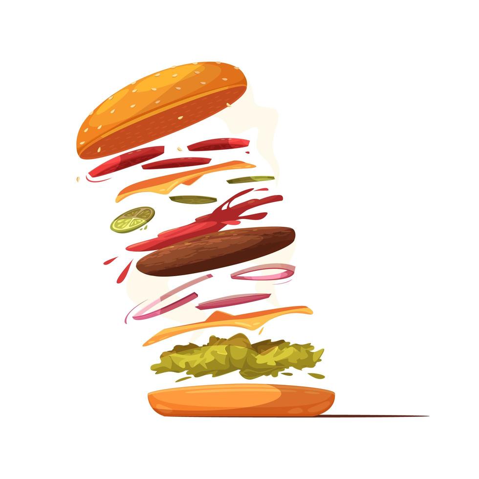 composition d'ingrédients de hamburger vecteur