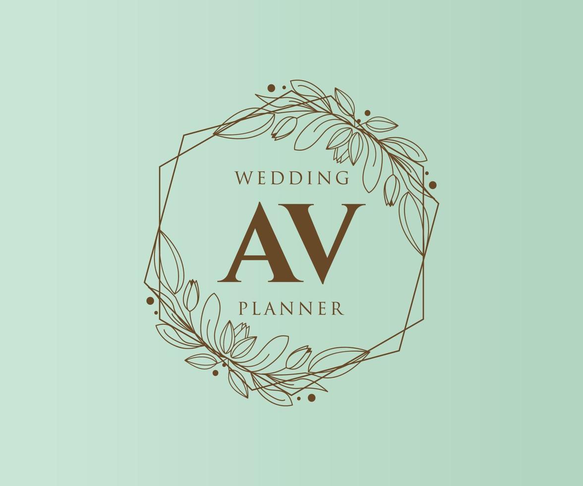 av initiales lettre mariage monogramme logos collection, modèles minimalistes et floraux modernes dessinés à la main pour cartes d'invitation, réservez la date, identité élégante pour restaurant, boutique, café en image vectorielle vecteur