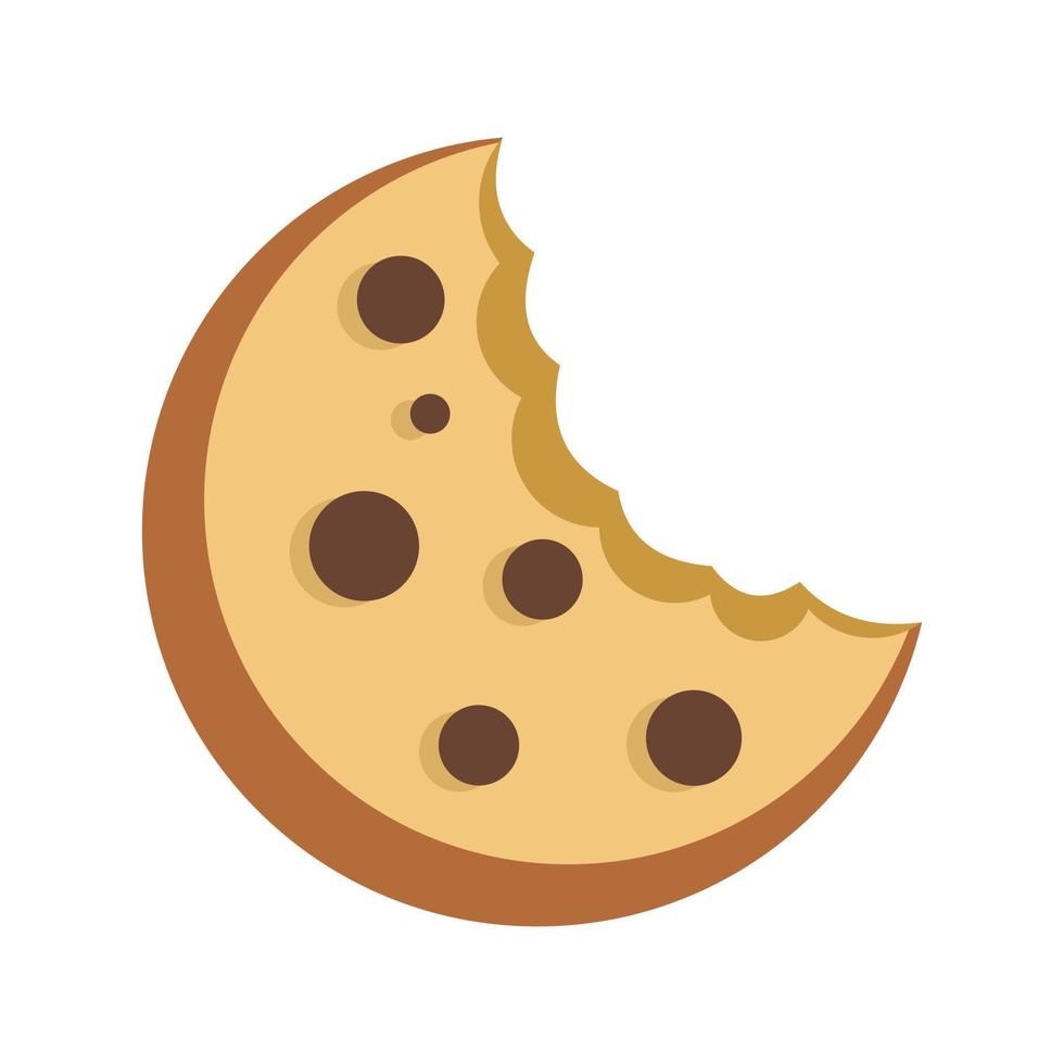 icône de cookie mordu vecteur isolé plat