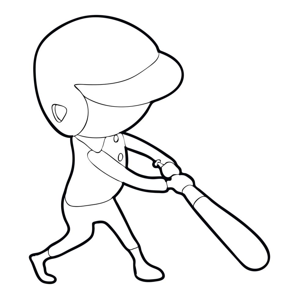 icône de joueur de baseball, style de contour vecteur