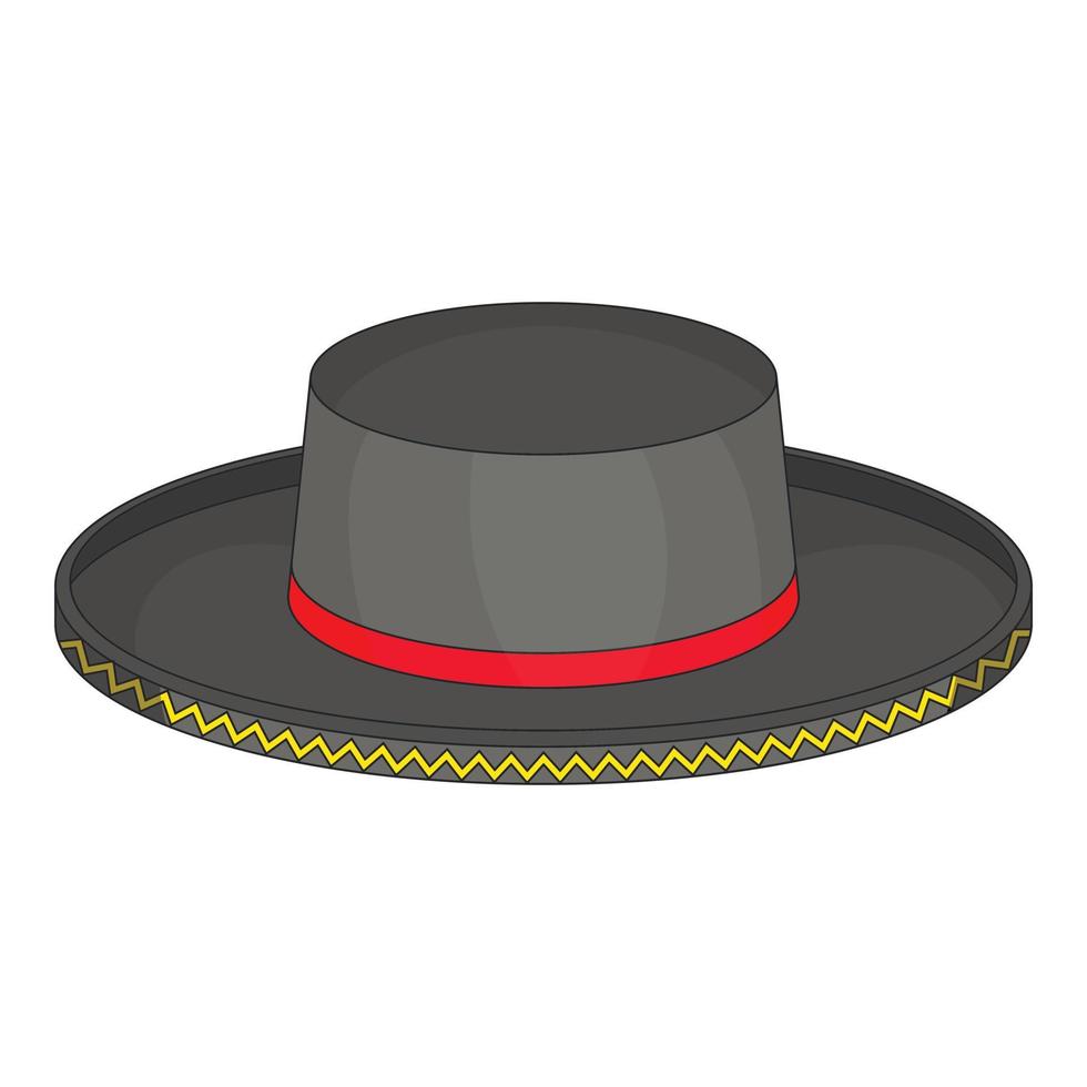 icône de chapeau fedora homme noir, style cartoon vecteur