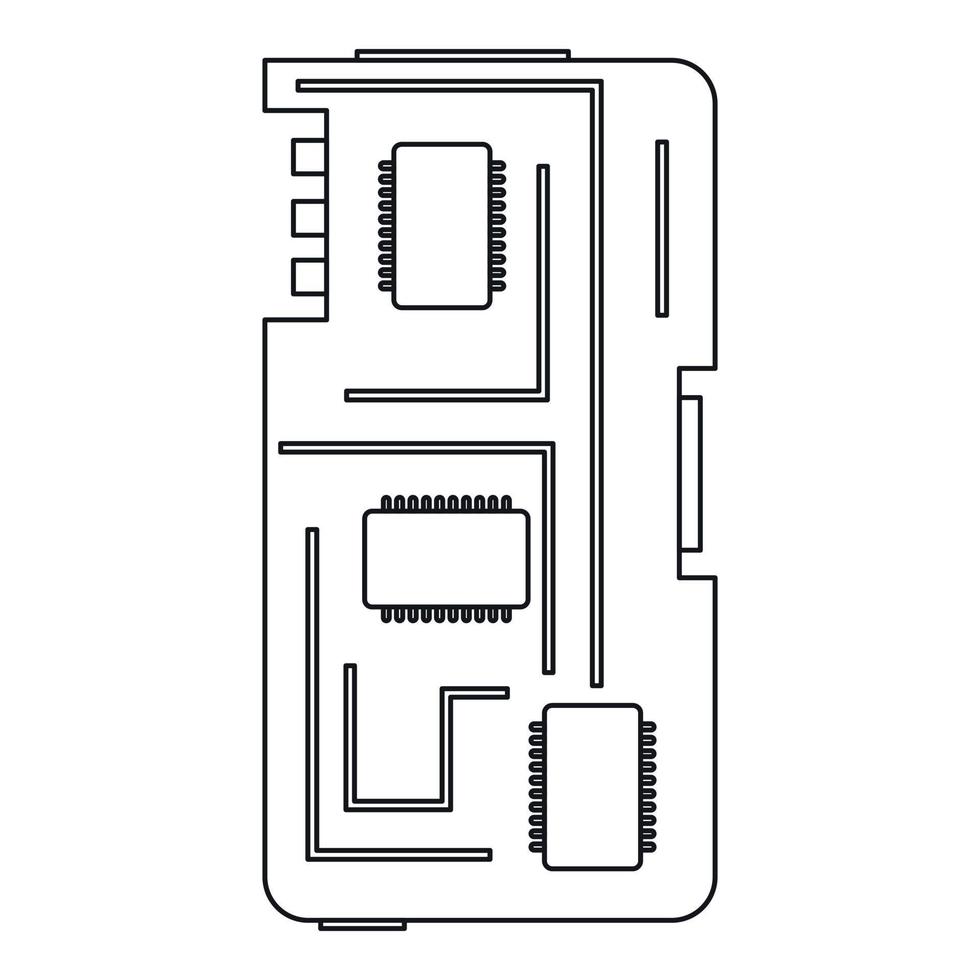 icône de puce de téléphone, style de contour vecteur