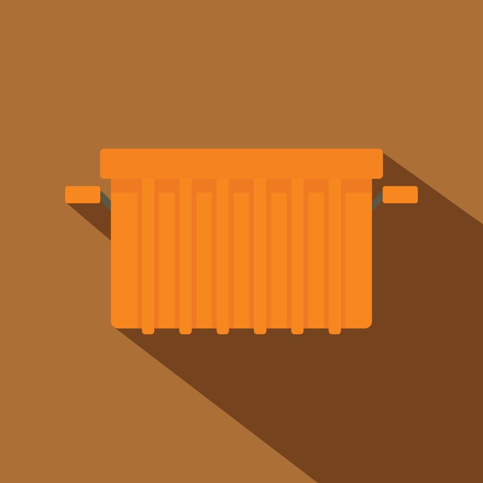 icône de réservoir à ordures orange, style plat vecteur