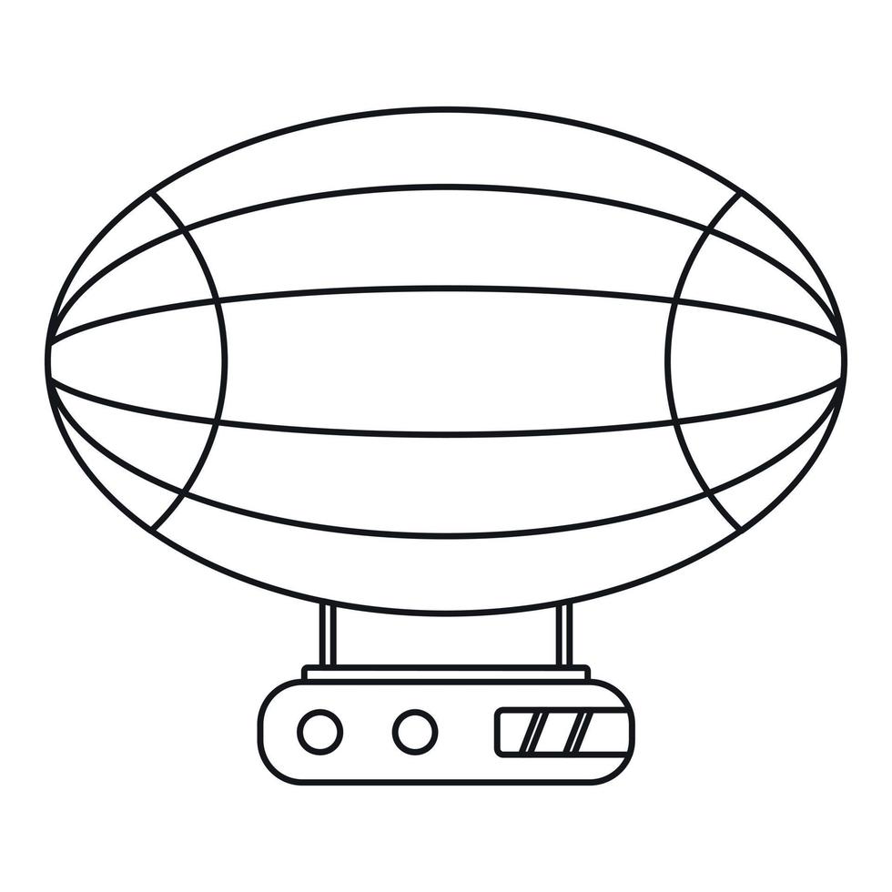 icône de dirigeable aérostat, style de contour vecteur