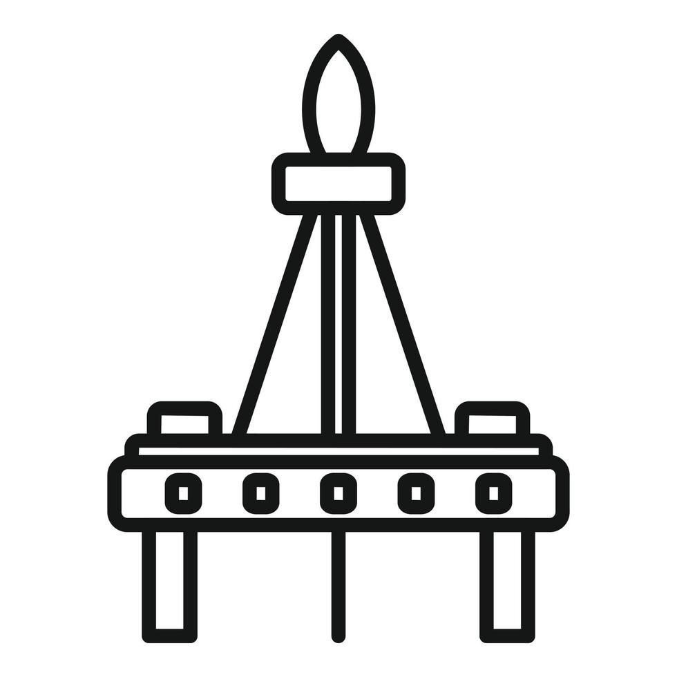 vecteur de contour d'icône de plate-forme de gaz d'incendie. océan de forage