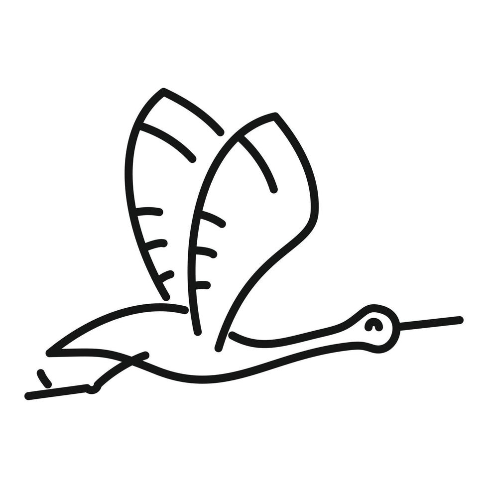 vecteur de contour d'icône de caractère de cigogne. oiseau volant