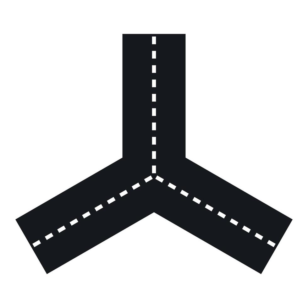 icône de trois routes, style simple vecteur