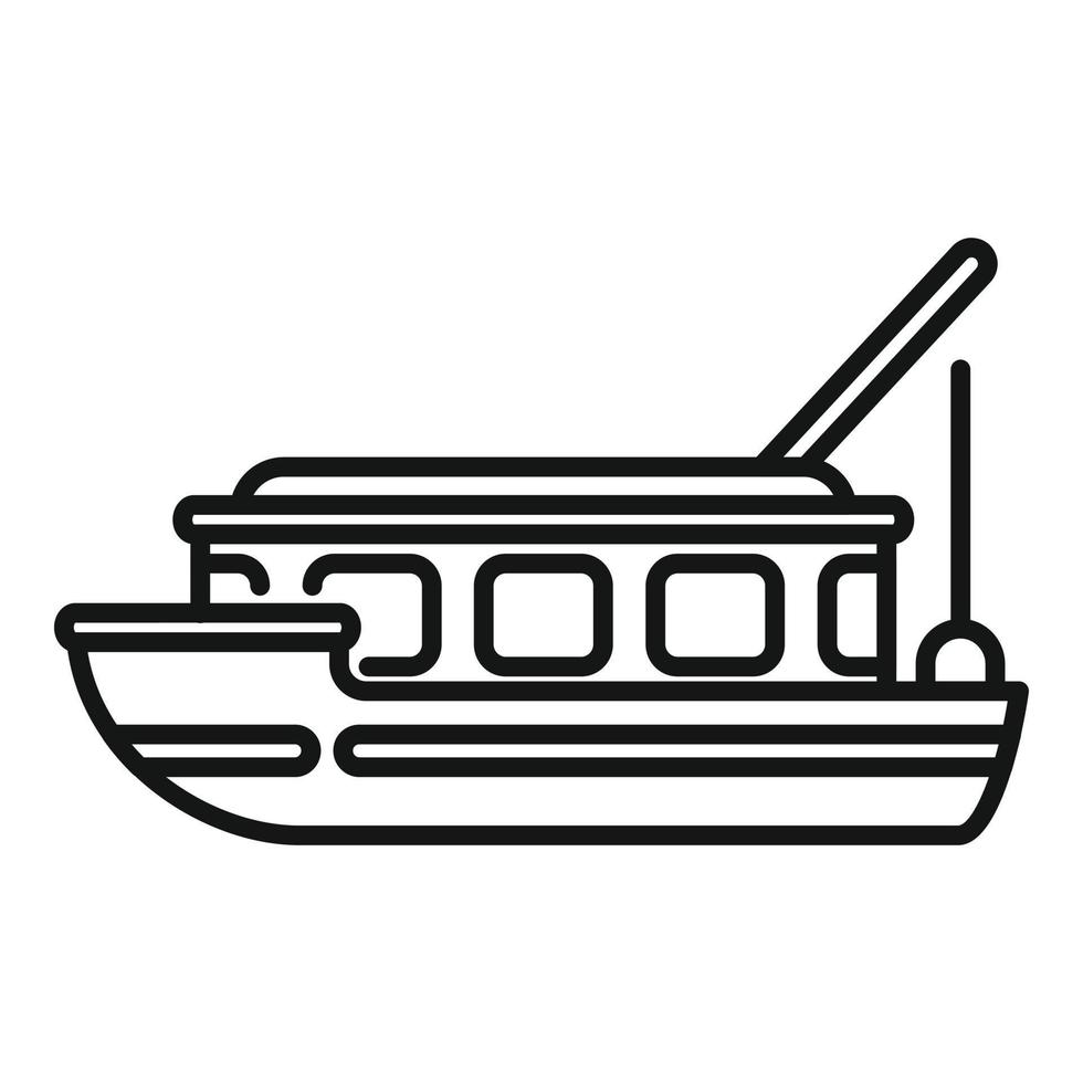 vecteur de contour d'icône de bateau de pêche. poisson de mer