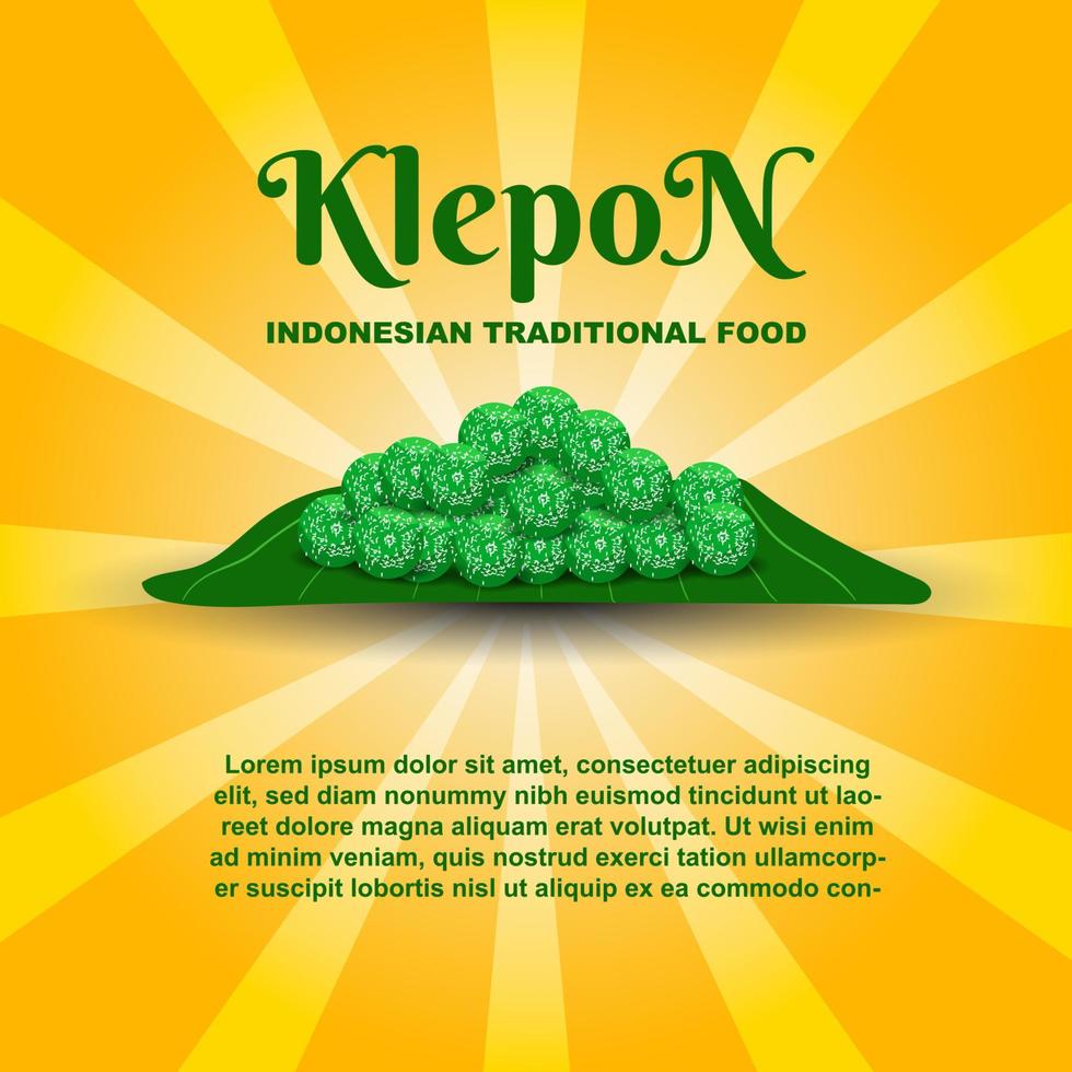 klepon est un aliment traditionnel ou un gâteau de java, en indonésie, qui contient du sucre de palme vecteur