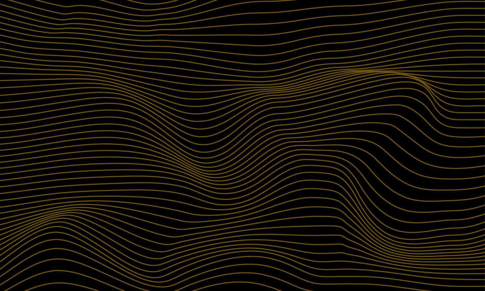 vagues de ligne d'or sur fond noir, conception de vecteur de fond abstrait