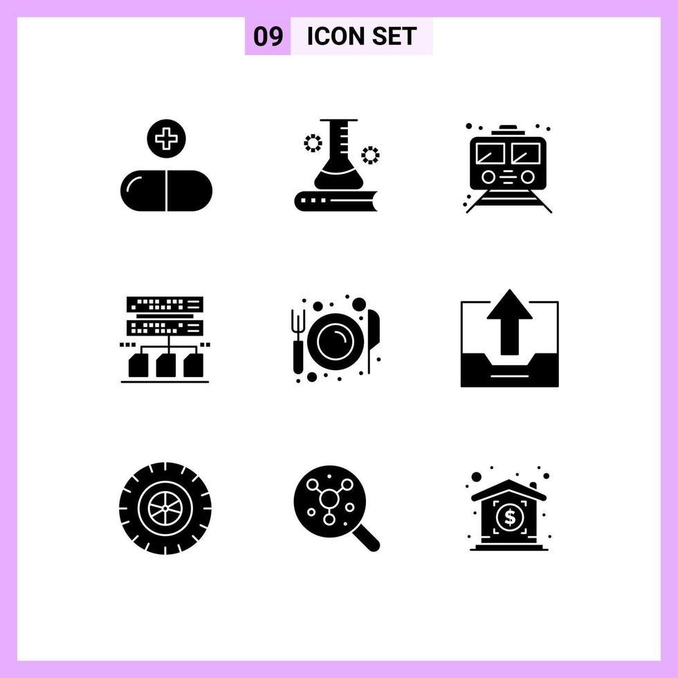 ensemble de 9 symboles d'icônes d'interface utilisateur modernes signes pour les données de restauration transport de sauvegarde scientifique éléments de conception vectoriels modifiables vecteur