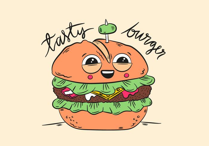 Cute Burger de Caractère Souriant Avec Citation vecteur