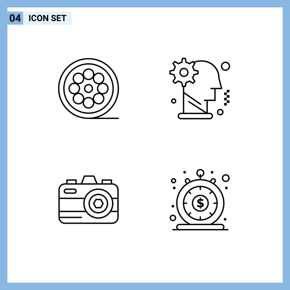 4 couleurs plates vectorielles thématiques remplies et symboles modifiables de conception caméra web homme été éléments de conception vectoriels modifiables vecteur