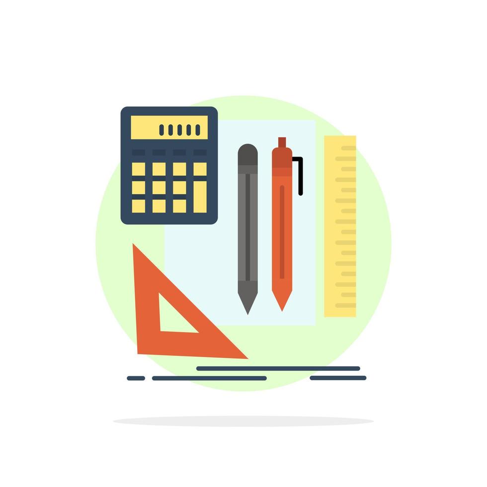 livre stationnaire calculatrice stylo abstrait cercle fond plat couleur icône vecteur