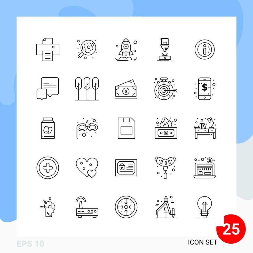 pack moderne de 25 icônes. symboles de contour de ligne isolés sur fond blanc pour la conception de sites Web vecteur