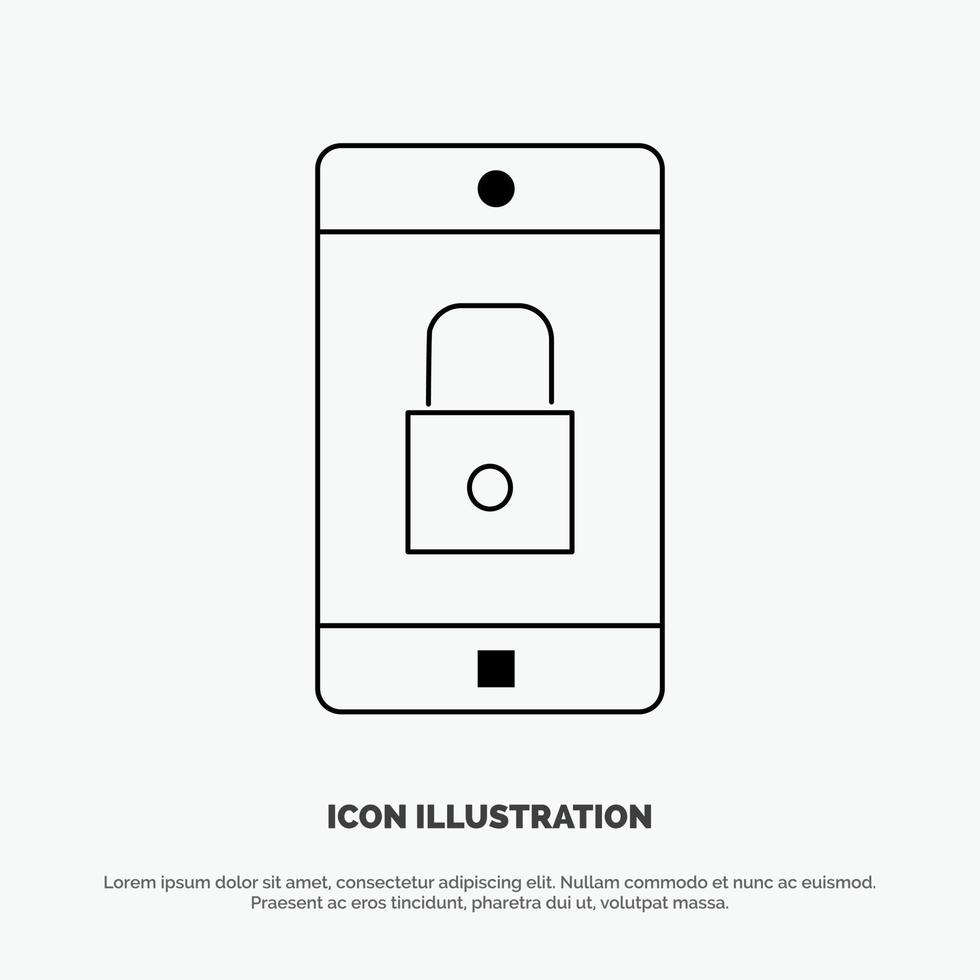 verrouillage de l'application application de verrouillage mobile vecteur d'icône de ligne d'application mobile