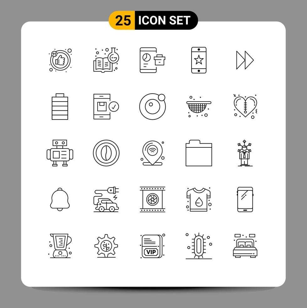 groupe de 25 lignes modernes définies pour les réalisations de dispositifs de marketing de smartphone avant éléments de conception vectoriels modifiables vecteur